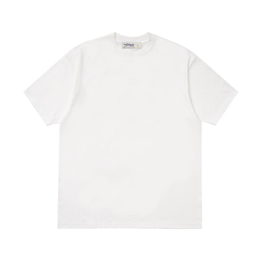 White Solid Color Round Neck Loose T-Shirt